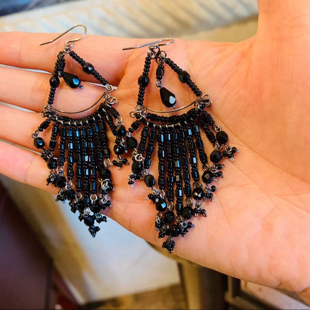 Vintage black chandelier earrings
